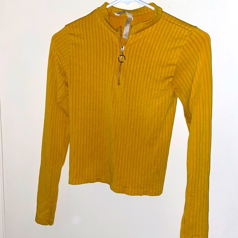 Love charm yellow mock neck top